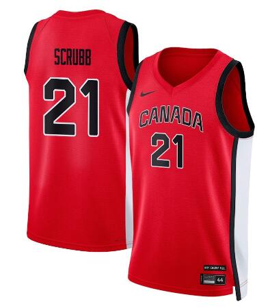 Team Canada Basketball Thomas Scrubb 21 Men’s National Team 2024 Swingman Fan Support Team Jersey – Red