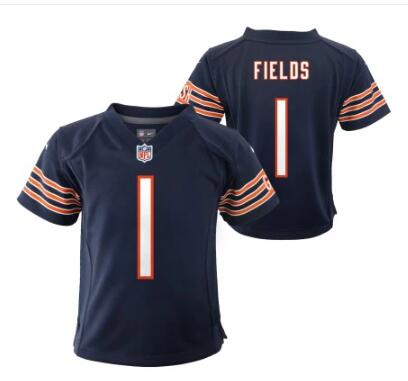 Toddler Chicago Bears #1 Justin Fields Nike Navy Replica Game Jersey