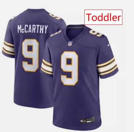 Toddler Minnesota Vikings #9 J.J. McCarthy Purple Stitched Jerseys