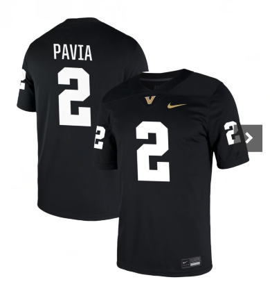 VMen's Vanderbilt Commodores #2 Diego Pavia Black Game Football Jersey