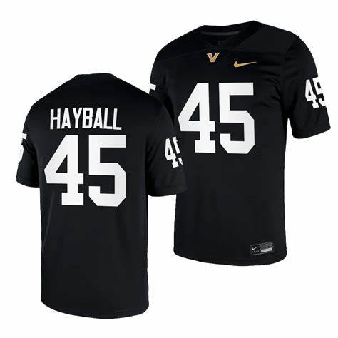 VMen's Vanderbilt Commodores #45 Matthew Hayball Black Game Football Jersey