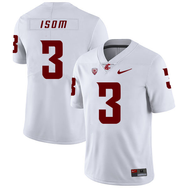 Washington State Cougars 3 Daniel Isom White College Football Jersey