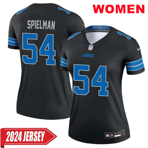 Woman's Chris Spielman No 54 Detroit Lions 2nd Alternate Vapor F.U.S.E. Limited 2024 Jersey – Black