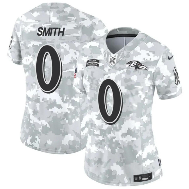 Women's Baltimore Ravens #0 Roquan Smith 2024 F.U.S.E Arctic Camo Salute To Service Limited Stitched Football Jersey(Run Small)