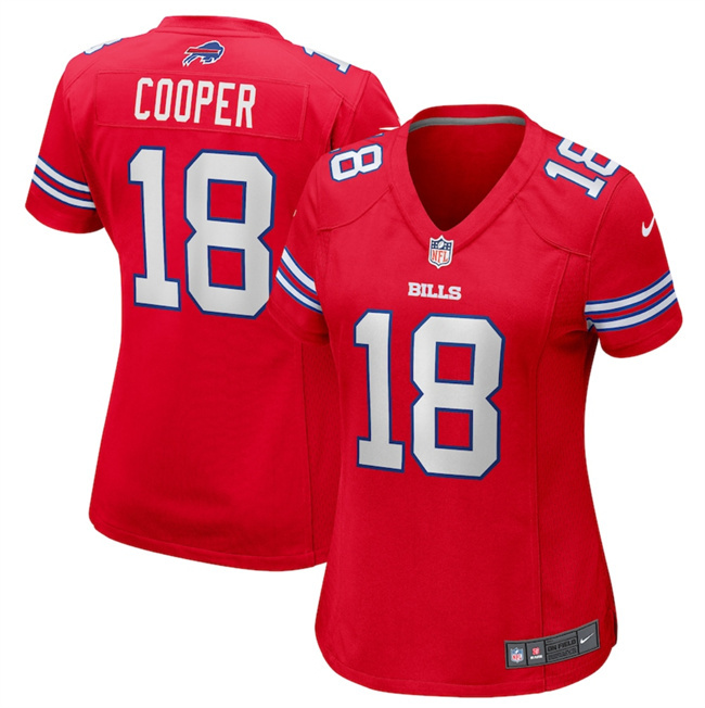 Women's Buffalo Bills #18 Amari Cooper Red Stitched Football Jersey(Run Small)