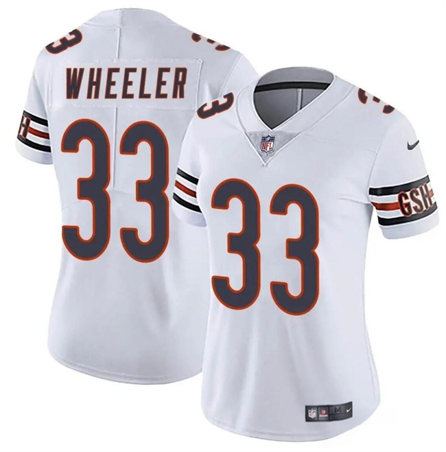 Women's Chicago Bears #33 Ian Wheeler White 2024 Vapor Football Stitched Jersey(Run Small)