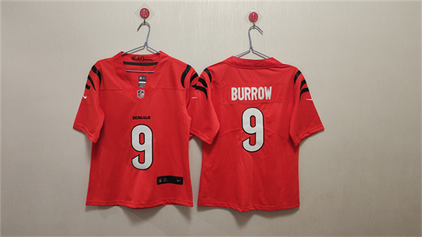 Women's Cincinnati Bengals #9 Joe Burrow Orange Vapor Football Stitched Jersey(Run Small)