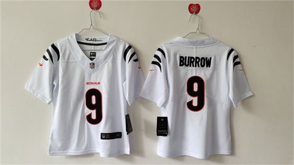 Women's Cincinnati Bengals #9 Joe Burrow White Vapor Football Stitched Jersey(Run Small)