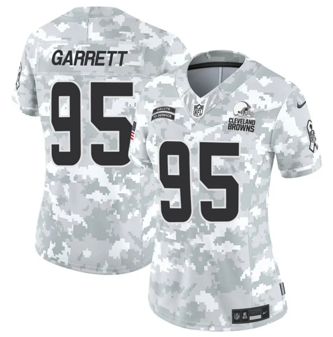 Women's Cleveland Browns #95 Myles Garrett 2024 F.U.S.E Arctic Camo Salute To Service Limited Stitched Jersey(Run Small)