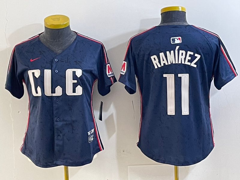 Women's Cleveland Guardians #11 Jose Ramirez Navy 2024 City Connect Limited Stitched Jersey