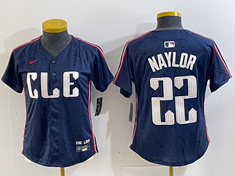 Women's Cleveland Guardians #22 Josh Naylor Navy 2024 City Connect Limited Stitched Jersey