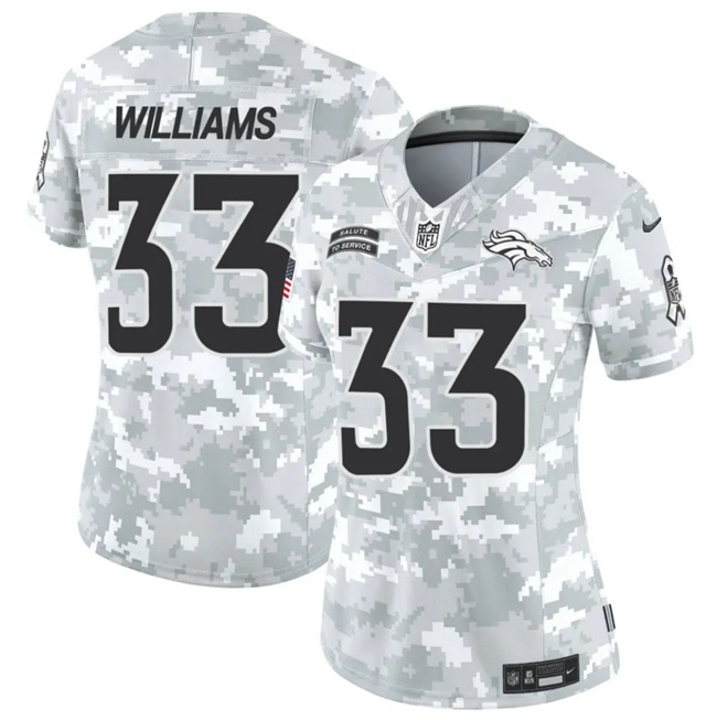 Women's Denver Broncos #33 Javonte Williams 2024 F.U.S.E Arctic Camo Salute To Service Limited Stitched Jers