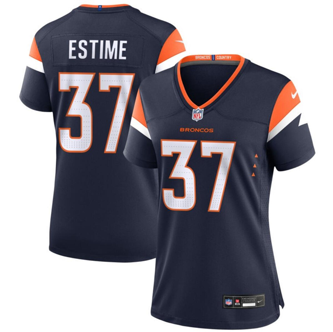 Women's Denver Broncos #37 Audric Estime Navy 2024 Alternate Football Stitched Jersey(Run Small)