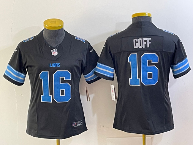 Women's Detroit Lions #16 Jared Goff Black 2024 F.U.S.E. 2nd Alternate Vapor Limited Football Stitched Jersey(Run Smaller)