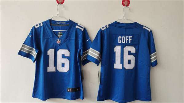 Women's Detroit Lions #16 Jared Goff Blue Vapor Football Stitched Jersey(Run Smaller)