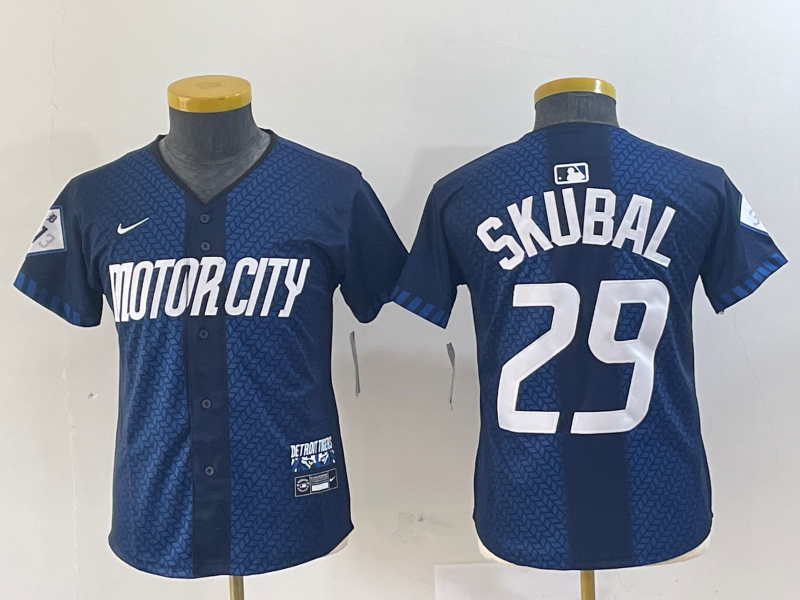 Women's Detroit Tigers #29 Tarik Skubal Navy 2024 City Connect Cool Base Limited Stitched Jersey