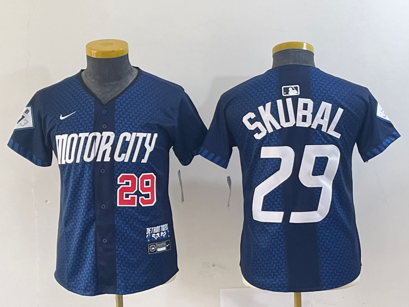 Women's Detroit Tigers #29 Tarik Skubal Navy 2024 City Connect Cool Base Limited Stitched Jerseys