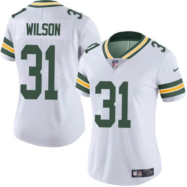 Women's Green Bay Packers #31 Emanuel Wilson White Vapor Untouchable Limited Football Stitched Jersey(Run Small)