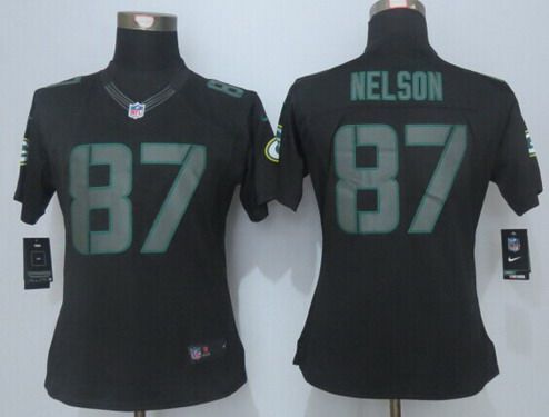 Women's Green Bay Packers #87 Jordy Nelson Nike Black Impact Limited Jersey