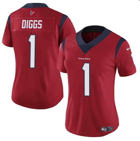 Women's Houston Texans #1 Stefon Diggs Red Vapor Untouchable Limited Stitched Jersey