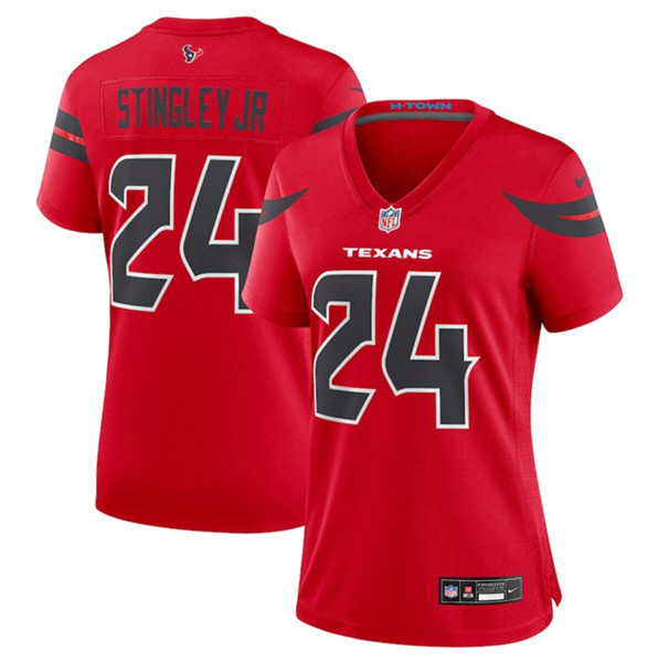 Women's Houston Texans #24 Derek Stingley Jr. Red 2024 Alternate Stitched Jersey