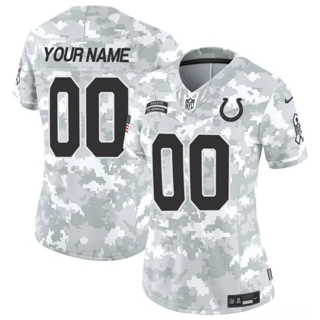 Women's Indianapolis Colts Active Player Custom 2024 F.U.S.E Arctic Camo Salute To Service Limited Stitched Jersey(Run Small)