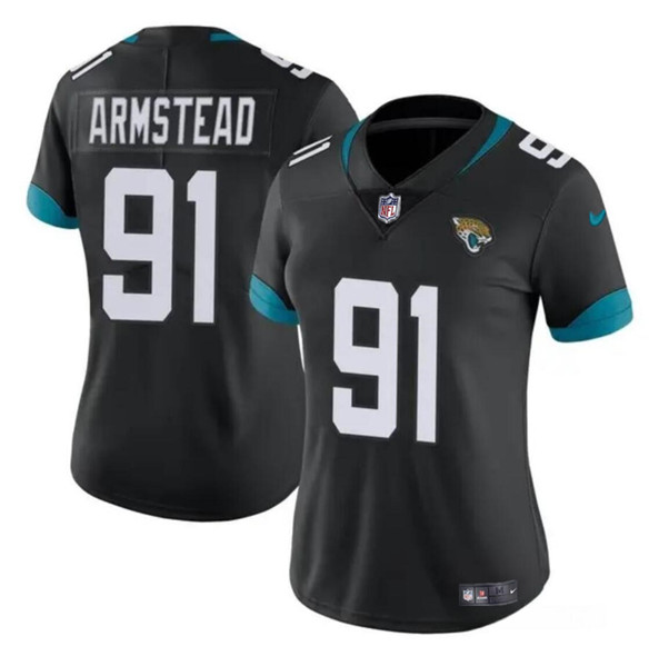 Women's Jacksonville Jaguars #91 Arik Armstead Black Vapor Stitched Jersey