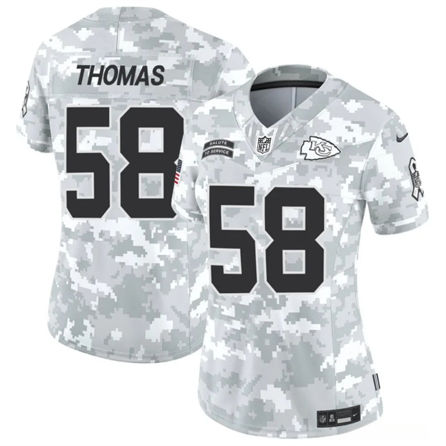 Women's Kansas City Chiefs #58 Derrick Thomas 2024 F.U.S.E Arctic Camo Salute To Service Limited Stitched Football Jersey(Run Small)