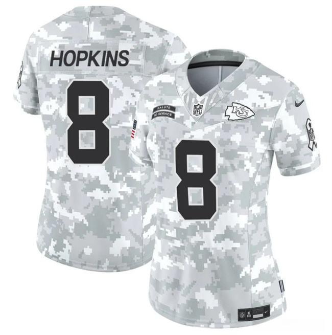 Women's Kansas City Chiefs #8 DeAndre Hopkins 2024 F.U.S.E Arctic Camo Salute To Service Limited Stitched Football Jersey(Run Small)