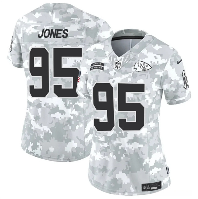 Women's Kansas City Chiefs #95 Chris Jones 2024 F.U.S.E Arctic Camo Salute To Service Limited Stitched Football Jersey(Run Small)