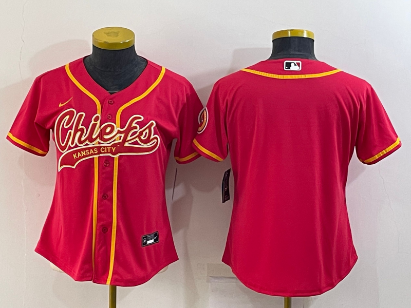 Women's Kansas City Chiefs Blank Red With Patch Cool Base Stitched Baseball Jersey