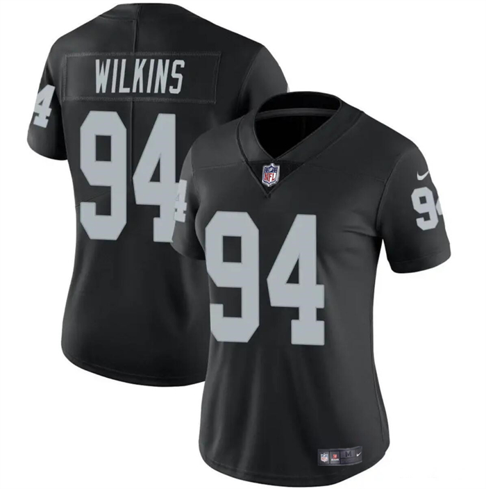 Women's Las Vegas Raiders #94 Christian Wilkins Black Vapor Football Stitched Jersey