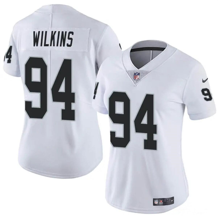 Women's Las Vegas Raiders #94 Christian Wilkins White Vapor Football Stitched Jersey