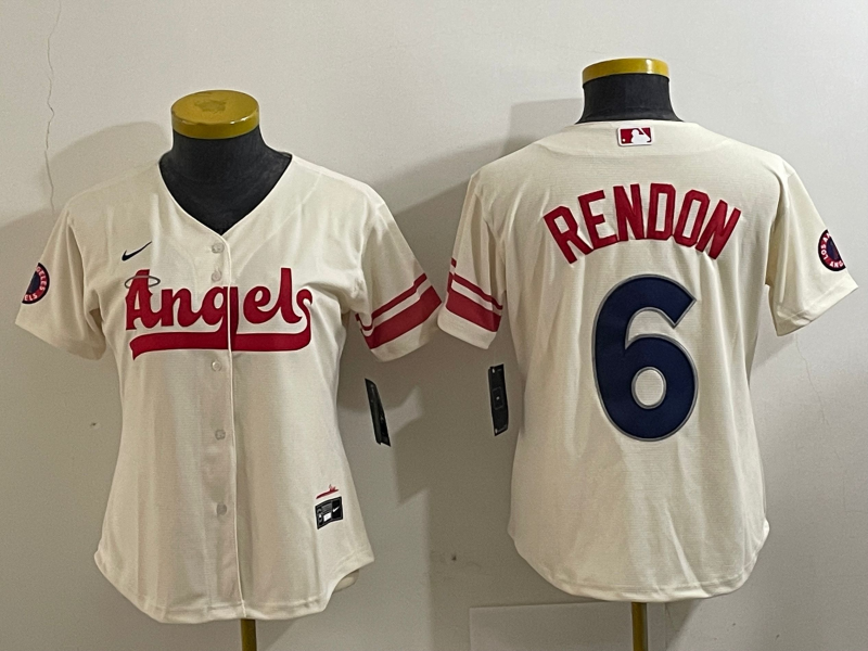 Women's Los Angeles Angels #6 Anthony Rendon Cream 2022 City Connect Cool Base Stitched Jersey