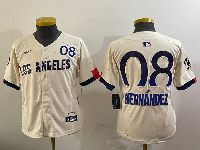 Women's Los Angeles Dodgers #08 Enrique Hernandez Cream 2024 City Connect Limited Stitched Jersey