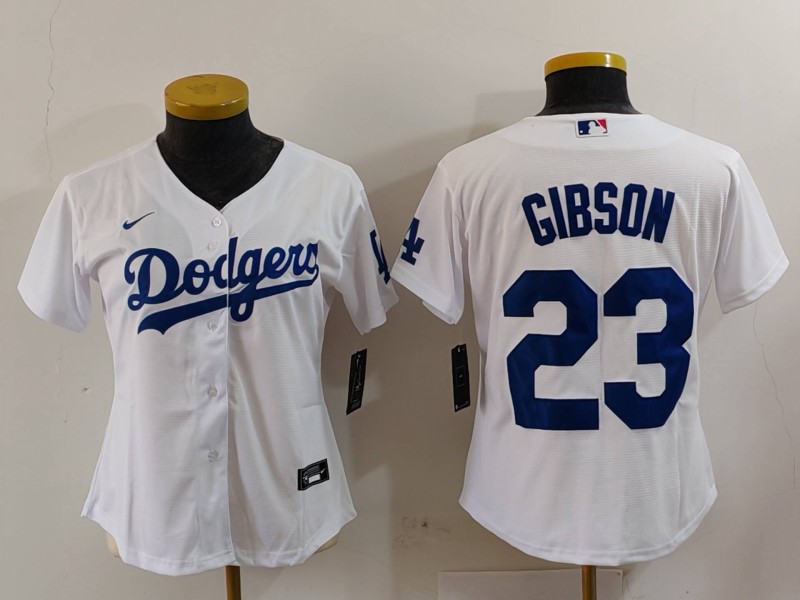 Women's Los Angeles Dodgers #23 Kirk Gibson White Cool Base Stitched Jersey