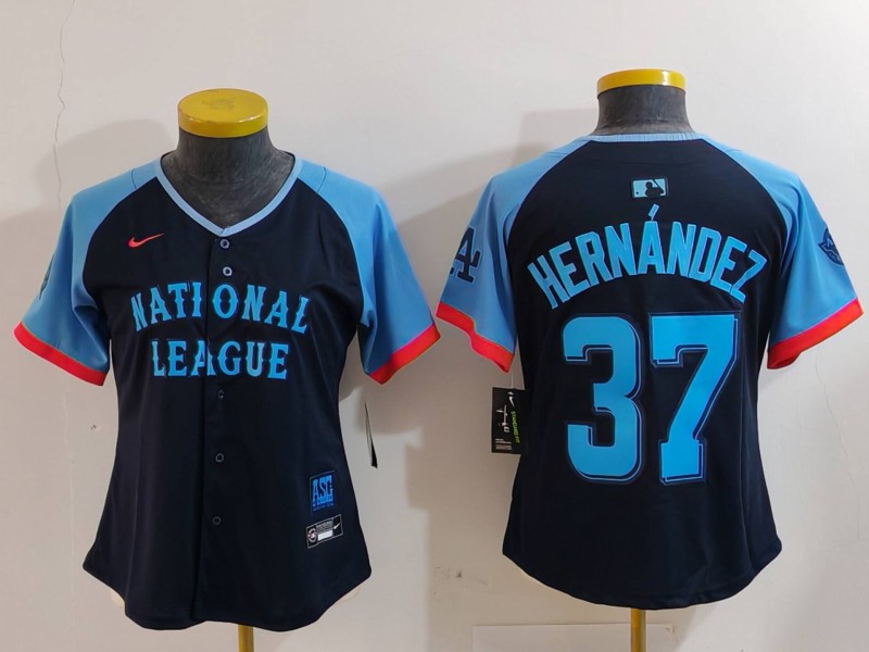 Women's Los Angeles Dodgers #37 Teoscar Hernandez Navy 2024 All Star Limited Stitched Jersey