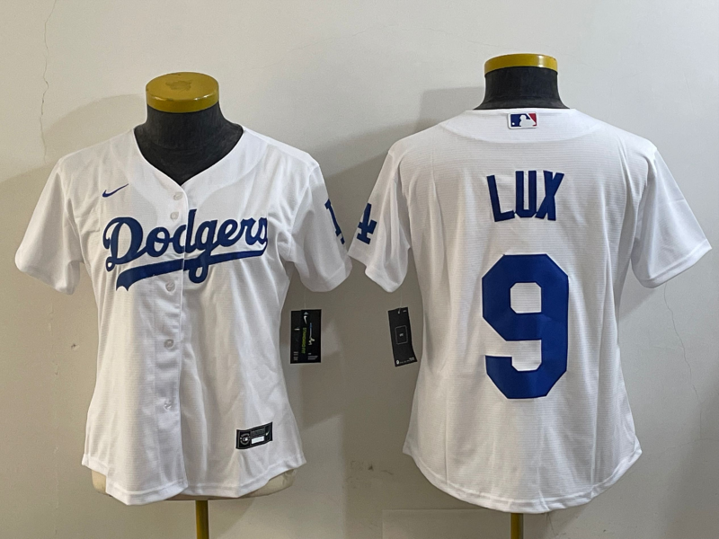 Women's Los Angeles Dodgers #9 Gavin Lux White Stitched Cool Base Nike Jersey