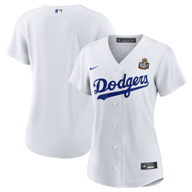 Women's Los Angeles Dodgers Blank White 2024 World Series Cool Base Stitched Baseball Jersey(Run Small)