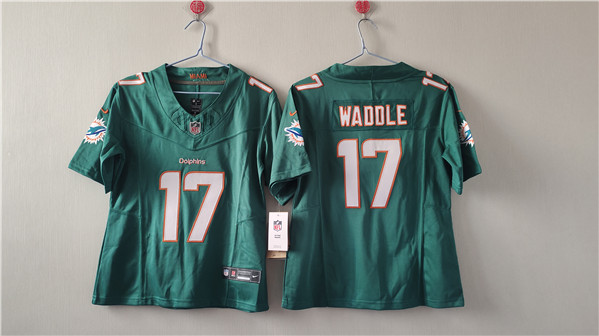 Women's Miami Dolphins #17 Jaylen Waddle Aqua F.U.S.E. Vapor Untouchable Football Stitched Jersey(Run Small)