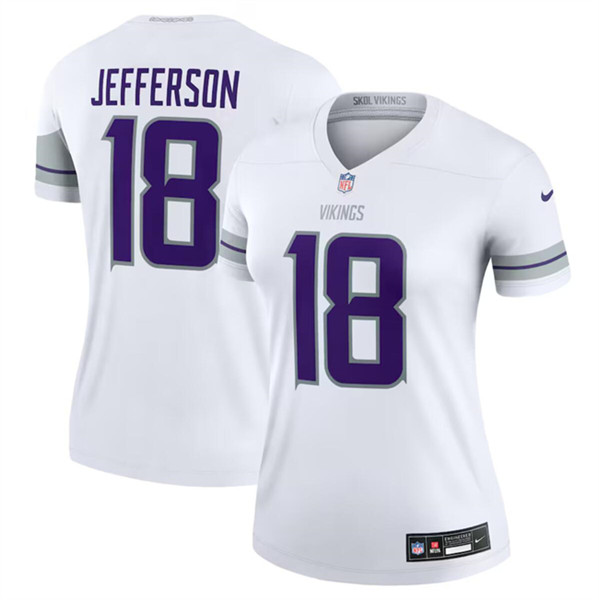 Women's Minnesota Vikings #18 Justin Jefferson White Winter Warrior Limited Football Stitched Jersey