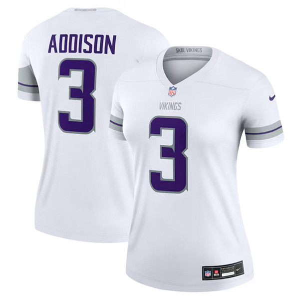 Women's Minnesota Vikings #3 Jordan Addison White Winter Warrior Limited Football Stitched Jersey