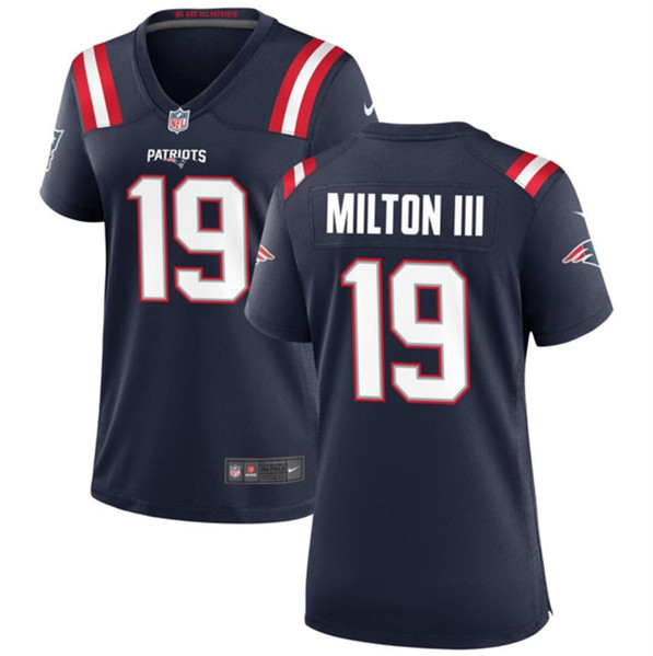 Women's New England Patriots #19 Joe Milton III 2024 Navy Stitched Jersey(Run Small)