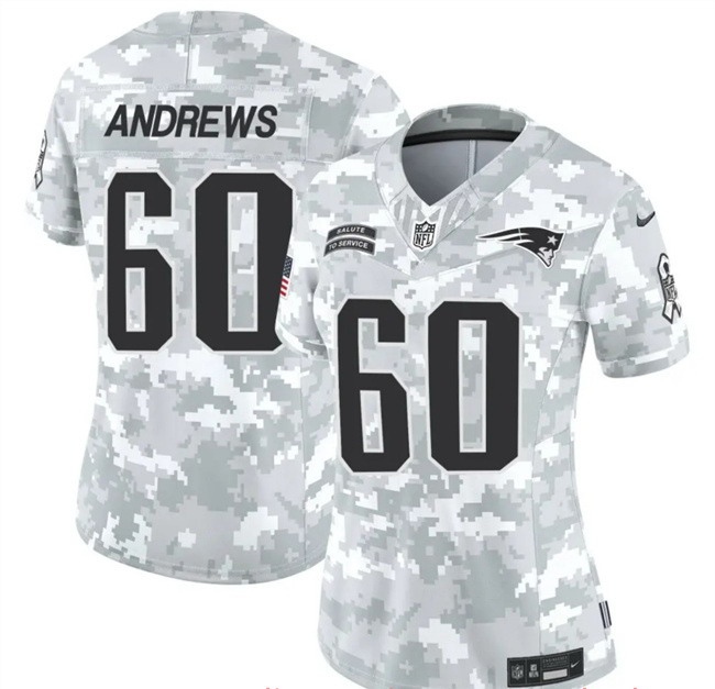 Women's New England Patriots #60 David Andrews 2024 F.U.S.E Arctic Camo Salute To Service Limited Stitched Jersey(Run Small)