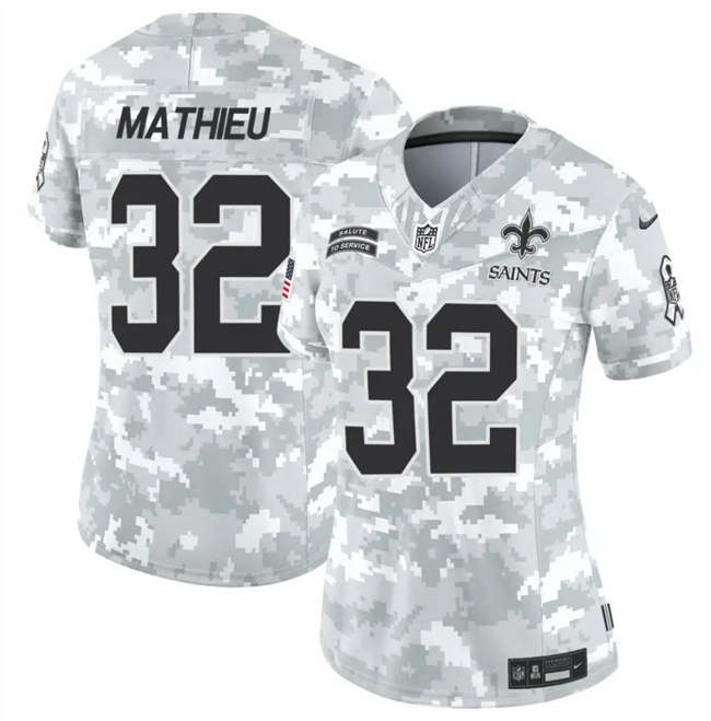 Women's New Orleans Saints #32 Tyrann Mathieu 2024 F.U.S.E Arctic Camo Salute To Service Limited Stitched Football Jersey(Run Small)