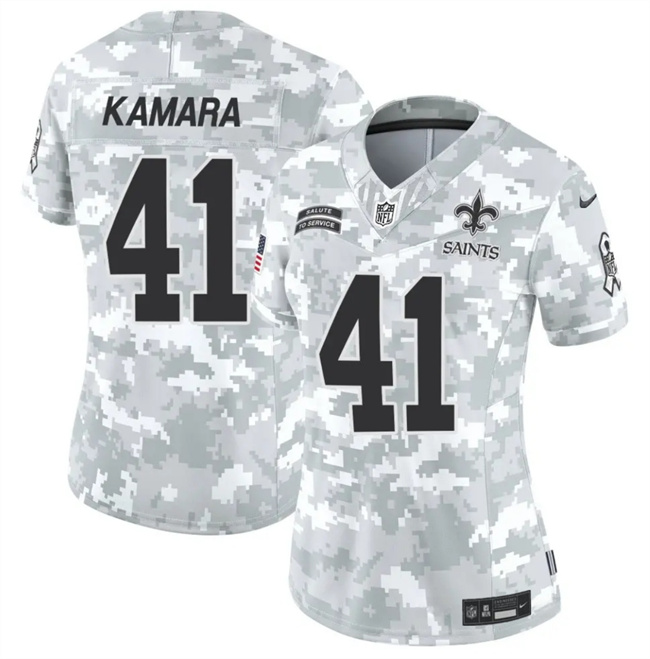 Women's New Orleans Saints #41 Alvin Kamara 2024 F.U.S.E Arctic Camo Salute To Service Limited Stitched Football Jersey(Run Small)