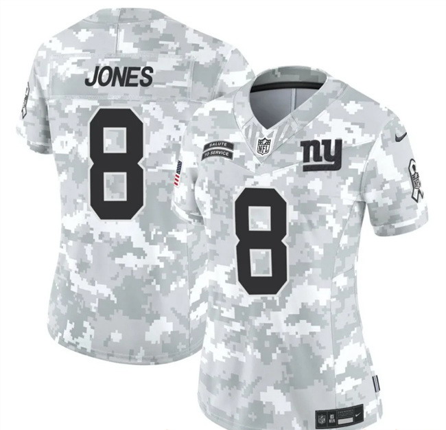 Women's New York Giants #8 Daniel Jones 2024 F.U.S.E Arctic Camo Salute To Service Limited Stitched Football Jersey(Run Small)