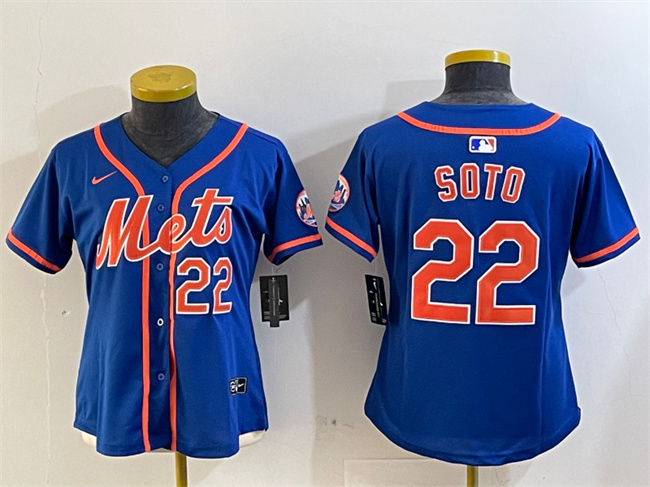 Women's New York Mets #22 Juan Soto Royal 2024 Alternate Limited Stitched Baseball Jersey(Run Small)