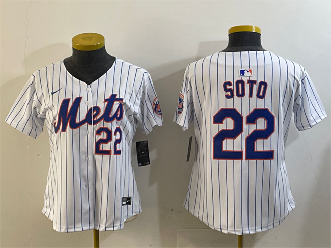 Women's New York Mets #22 Juan Soto White 2024 Home Limited Stitched Baseball Jersey(Run Small)