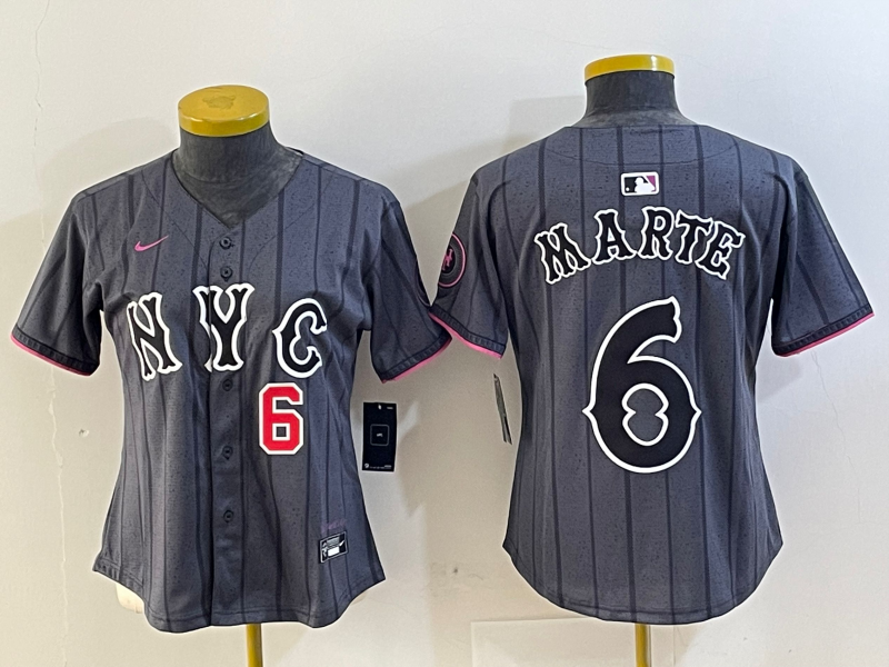 Women's New York Mets #6 Starling Marte Gray 2024 City Connect Cool Base Stitched Jerseys